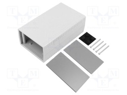Enclosure: with panel; X: 95mm; Y: 158mm; Z: 58mm; ABS; light grey