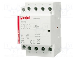 Contactor: 4-pole installation; 40A; 230VAC; NC x2 + NO x2; IP20