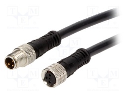 Cable: for sensors/automation; M8-M8; male; female; PIN: 3; plug
