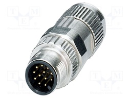 Connector: M12; plug; PIN: 12; 30V; straight; IP67; IDC; A code; 1.5A