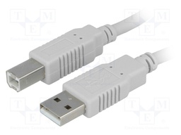 Cable; USB 2.0; USB A plug,USB B plug; 3m; grey; Core: Cu