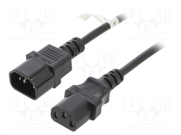 Cable; IEC C13 female,IEC C14 male; PVC; 2m; black; 10A; 250V