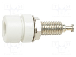Socket; 4mm banana; 15A; white; tinned; on panel; max.115°C; 10pcs.