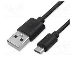 Cable; USB 2.0; USB A plug,USB B micro plug; 0.5m; black