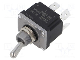 Switch: toggle; Pos: 2; DPST; OFF-(ON); 16A/250VAC; 20A/24VDC