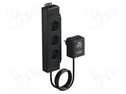 255VAC; Plug socket strip: protective; 16A; Colour: black; 2m