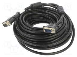 Cable; D-Sub 15pin male,both sides; black; 15m; black