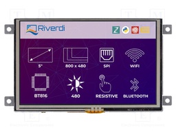 Display: LCD; graphical; 800x480; 137.5x76.6x17.5mm; 5"; LED; 5VDC