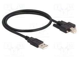 Cable; USB 2.0; USB A plug,USB B plug; gold-plated; 0.5m; black
