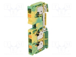 Splice terminal: rail; 10mm2; ways: 1; terminals: 3; yellow-green