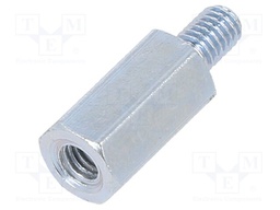 Screwed spacer sleeve; Int.thread: M3; 10mm; Ext.thread: M3; steel