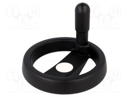Knob; with handle; H: 44mm; Ømount.hole: 12mm; black; 0÷80°C