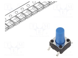 Microswitch TACT; SPST-NO; Pos: 2; 0.05A/12VDC; SMT; none; 1.6N