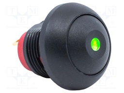 Switch: push-button; Pos: 2; SPST; 0.1A/50VDC; 0.125A/125VAC; black