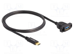 Cable; USB 3.2 Gen 2; USB A socket,USB C plug; 1m; black; 10Gbps