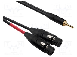 Cable; Jack 3.5mm plug,XLR female 3pin x2; 2m; black; PVC
