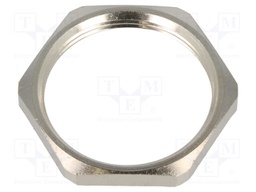 Nut; with earthing; M63; brass; nickel; D: 6mm; Spanner: 70mm