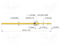 Test needle; Spring compression: 4mm; 5mm; 3A; CuBe; gold-plated