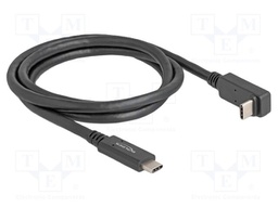 Cable; USB C plug,USB C plug 90° up/down; 1m; black; 10Gbps; 60W