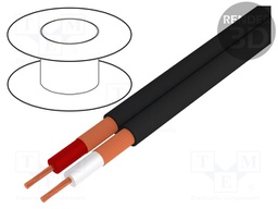 Wire: microphone cable; 2x0,25mm2; black; OFC; PVC; -15÷70°C; 100m