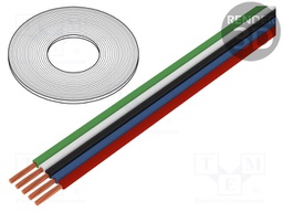 Wire: ribbon; stranded; Cu; 5x0,35mm2; PVC; 150V; 50m