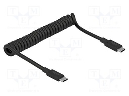 Cable; coiled; USB C plug,both sides; black; 30AWG; TPU; 10Gbps
