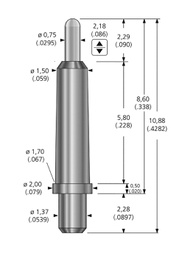 Test needle; Operational spring compression: 1.45mm; 3A; 0.8N