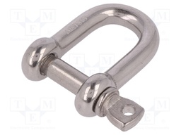 Dee shackle; acid resistant steel A4; for rope; Size: 7mm