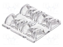 LED lens; square; transparent; 19÷30°; H: 10.6mm