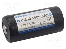 Re-battery: Li-Ion; 18350; 3.7V; 1600mAh; Ø18.7x39.2mm; 3.2A