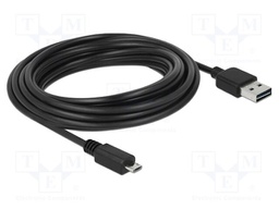 Cable; USB 2.0; USB A plug double sided,USB B micro plug; 5m