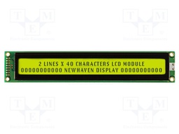 Display: LCD; alphanumeric; STN Positive; 40x2; yellow-green; LED