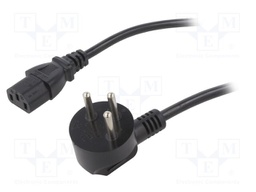 Cable; 3x0.75mm2; IEC C13 female,IS1-16P (H) plug angled; PVC