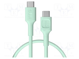 Cable; USB C plug,both sides; 0.3m; green; PVC; 480bps; 100W