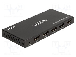 Splitter; HDMI 2.0; 0.75m; black; Out: HDMI socket x4; metal; black