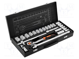 Wrench-set; socket spanner; Chrom-vanadium steel; Mounting: 1/2"