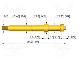 Test needle; Spring compression: 4mm; 5mm; 8A; CuBe; gold-plated