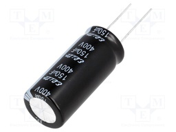 Capacitor: electrolytic; THT; 150uF; 400VDC; Ø18x40mm; Pitch: 7.5mm