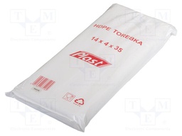 Plastic bag; L: 350mm; Width: 140mm; Thick: 6um; HDPE; transparent