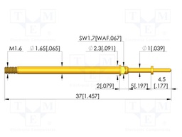 Test needle; Spring compression: 4mm; 5mm; 5A; CuBe; gold-plated