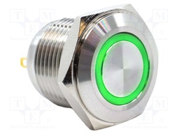 Switch: vandal resistant; SPST-NO; 2A/48VDC; IP65; OFF-(ON); green