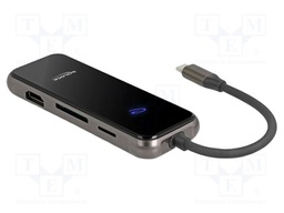 Hub USB; microSD,SD; LED status indicator; black; 5Gbps; metal