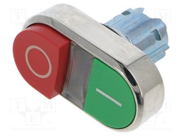 Switch: double; Stabl.pos: 1; 22mm; green/red; IP67; Pos: 2; Ø22mm
