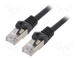 Patch cord; S/FTP; 6a; solid; Cu; LSZH; black; Len: 0.5m; 27AWG