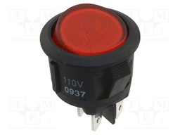 ROCKER SWITCH, DPST, 15A, 125VAC, PANEL