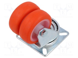 Transport wheel; Ø: 50mm; W: 39mm; H: 71mm; twin wheels,torsional