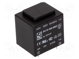 Transformer: encapsulated; 2.8VA; 230VAC; 12V; 233mA; Mounting: PCB