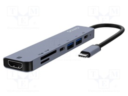 Hub USB; USB 2.0,USB 3.1 Gen 1; PnP; grey; Number of ports: 5