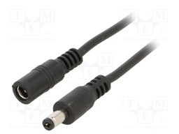 Cable; DC 5,5/2,1 plug,DC 5,5/2,1 socket; straight; 0.5mm2; 3m