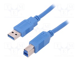 Cable; USB 3.0; USB A plug,USB B plug; 2m; blue